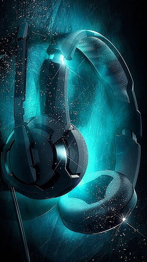 Gaming Headphones With Neon Blue Glow And Futuristic Design HD phone wallpaper