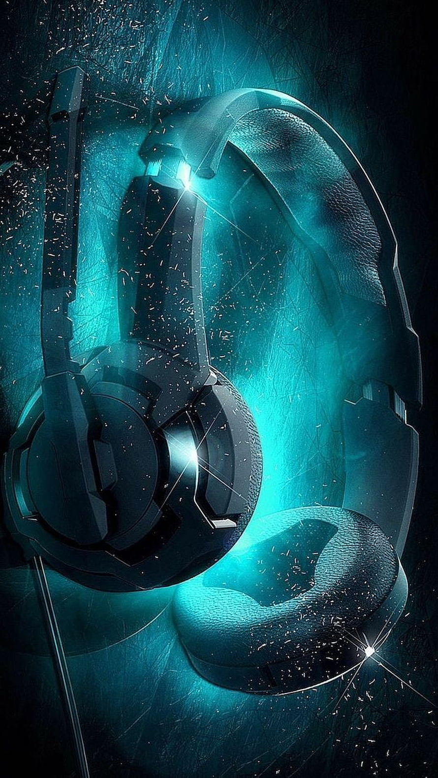 Gaming Headphones With Neon Blue Glow And Futuristic Design HD phone wallpaper