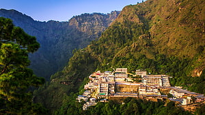 Vaishno Devi Temple Complex Nestled in the Himalayan Foothills of Jammu and Kashmir HD wallpaper
