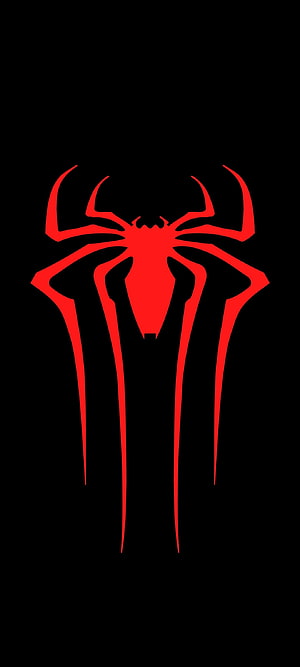 Minimalist Red Spider-Man Logo on Black Background, Spiderman Logo , symbol, art, movie, superhero, black, hero, red, marvel, , design, , spider HD phone wallpaper
