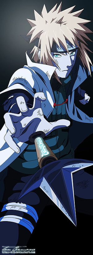 Minato Namikaze Holding Kunai Anime Character Illustration HD phone wallpaper