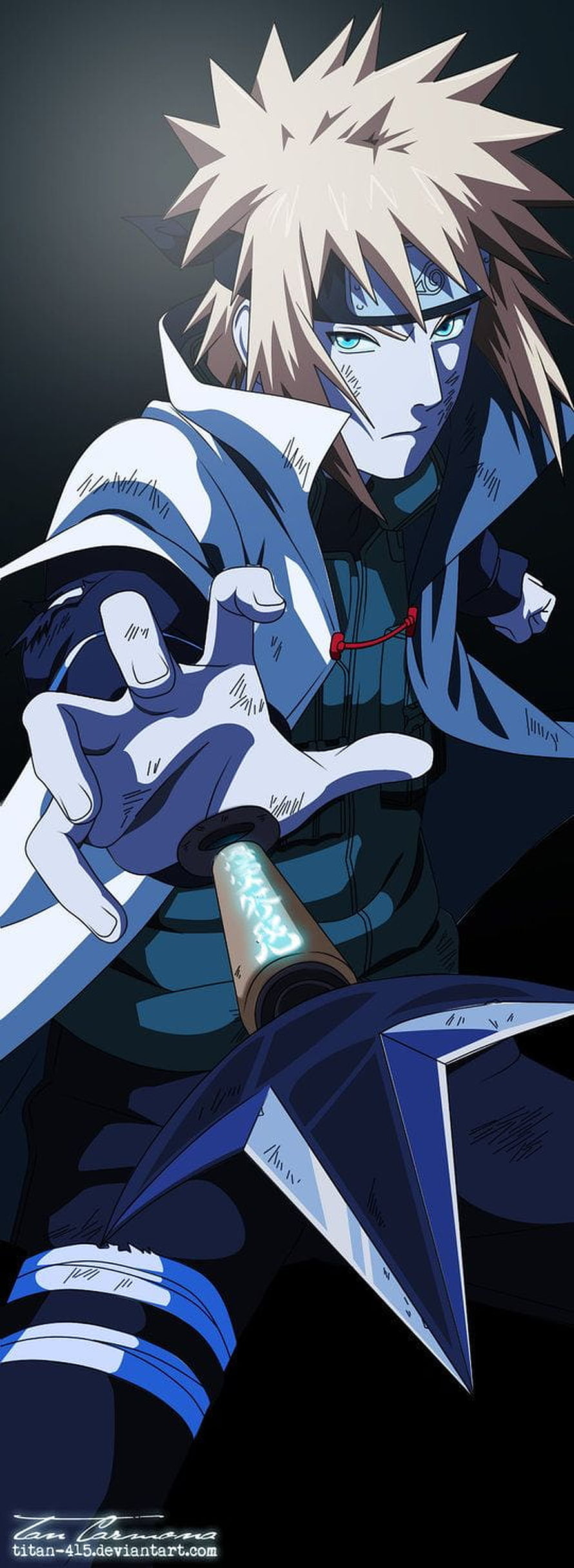 Minato Namikaze Holding Kunai Anime Character Illustration HD phone wallpaper