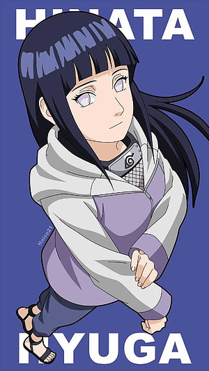 Hinata Hyuga Anime Character Portrait in White Hoodie and Purple Top HD phone wallpaper