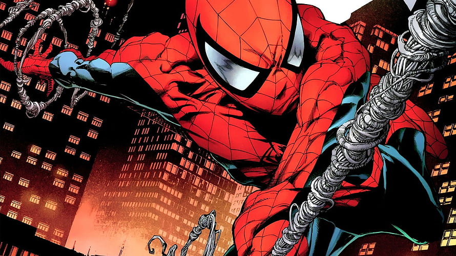 Spider-Man Swinging Through a Dramatic Cityscape in Classic Comic Book Style, Spiderman , and for PC & Mac, Laptop, Spider-Man Laptop HD wallpaper
