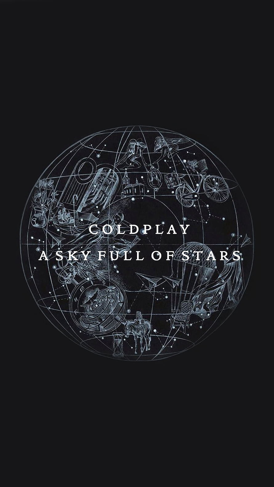 Coldplay A Sky Full of Stars Album Artwork with Celestial Sphere Illustration HD phone wallpaper