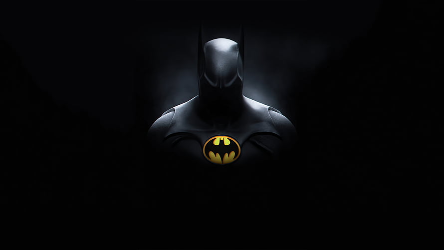 Dark Batman Silhouette with Glowing Yellow Emblem in Shadows, Batman Michael Keaton 1440P Resolution , Superheroes , , and Background, Retro Batman HD wallpaper