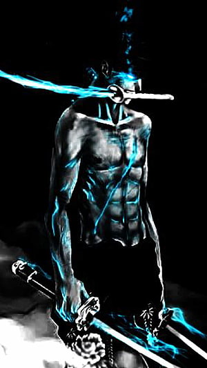 Mysterious Headless Samurai Warrior With Glowing Blue Energy And Katana Swords HD phone wallpaper