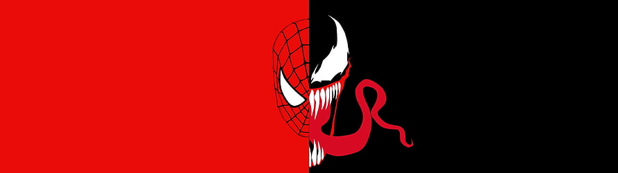Spider-Man and Venom Split Face Minimalist Comic Art Wallpaper, X 1080] [Request] Spider Man Vs Venom Dual Monitor , Dual Spider Man HD wallpaper