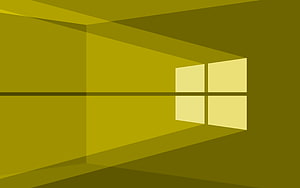 Windows 10 Yellow Geometric Logo on Abstract Minimalist Background HD wallpaper
