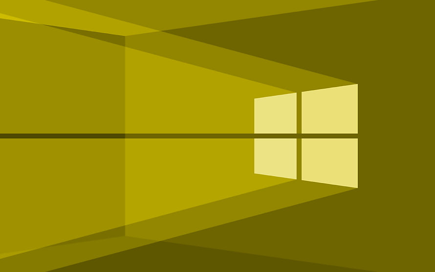 Windows 10 Yellow Geometric Logo on Abstract Minimalist Background HD wallpaper