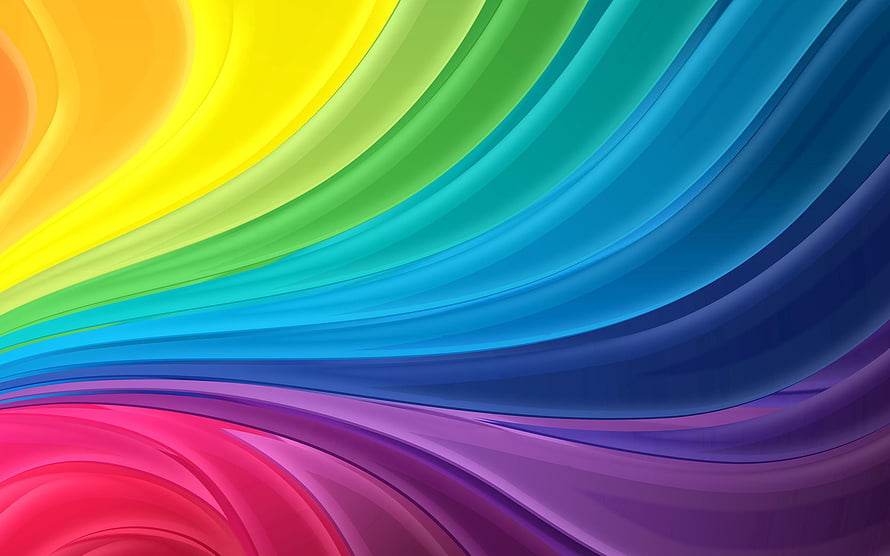 Vibrant Rainbow Gradient Abstract Waves with Flowing Iridescent Color Bands HD wallpaper