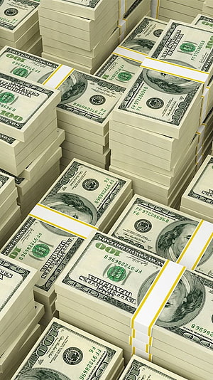 Stacks of Bundled One Hundred Dollar Bills Wallpaper HD phone wallpaper