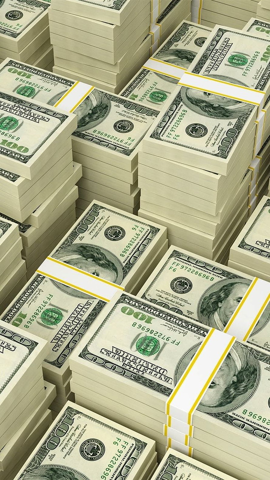 Stacks of Bundled One Hundred Dollar Bills Wallpaper HD phone wallpaper