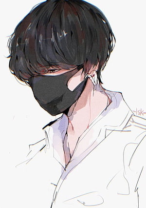 Anime Boy With Black Face Mask And White Shirt HD phone wallpaper