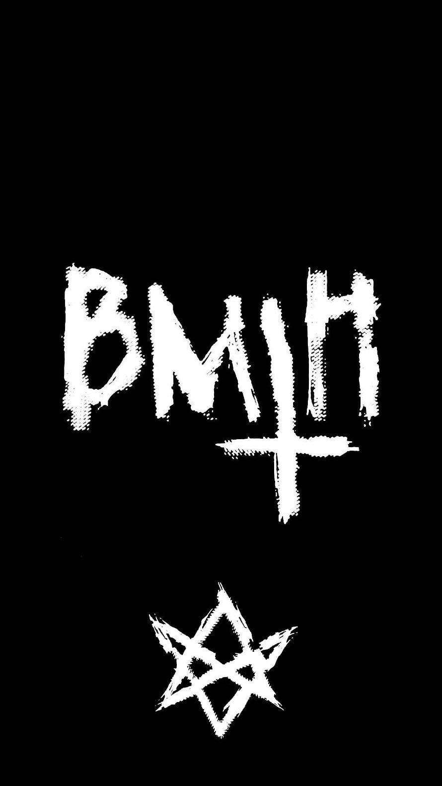 Bring Me The Horizon Grunge Logo With Hexagram Star On Black Background HD phone wallpaper