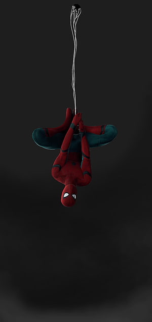 Spider-Man Hanging Upside Down by Web on Dark Background, Spider tom upside down, papel_de_parede, marvel, Homem-Aranha, spider-man, ucm, upside-down HD phone wallpaper