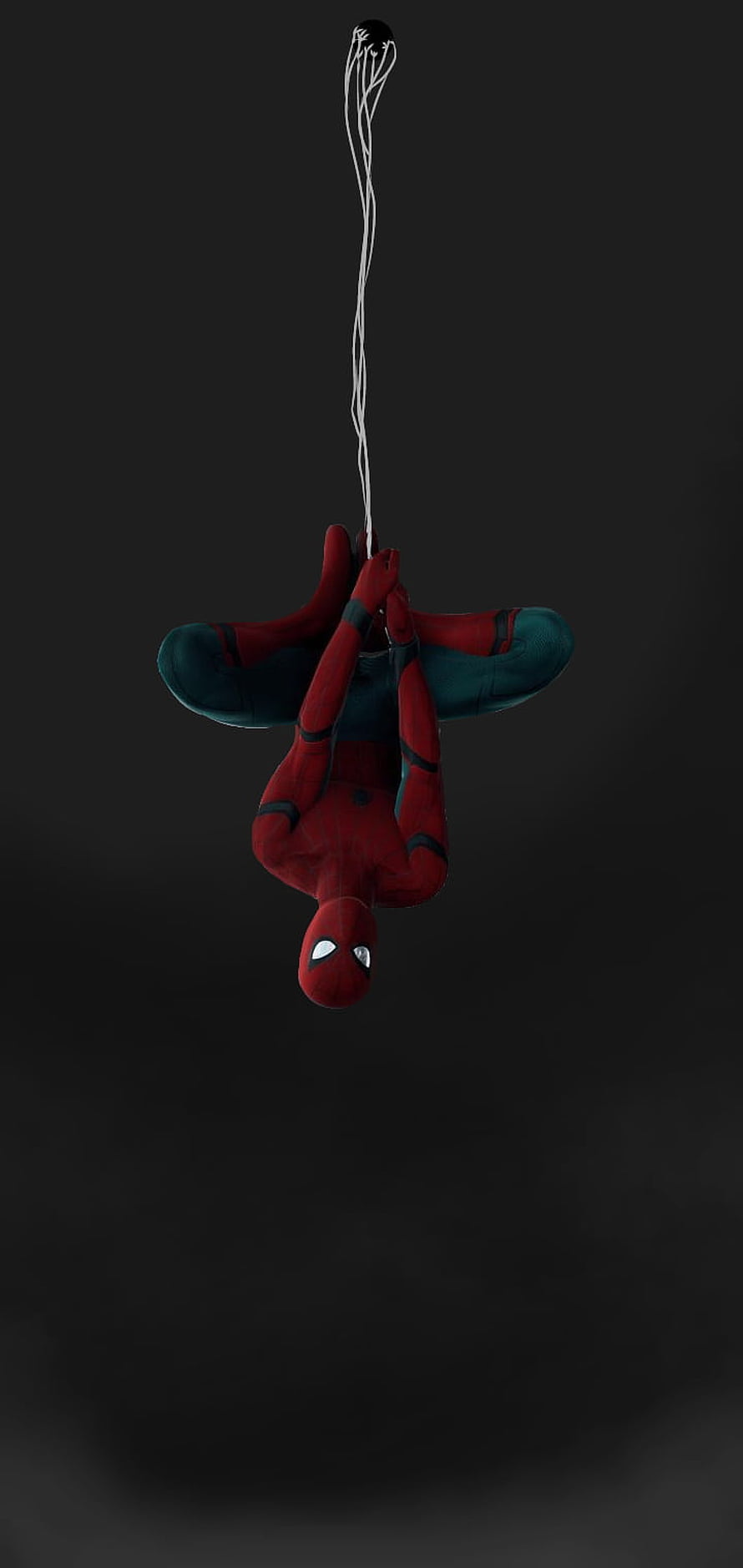 Spider-Man Hanging Upside Down by Web on Dark Background, Spider tom upside down, papel_de_parede, marvel, Homem-Aranha, spider-man, ucm, upside-down HD phone wallpaper