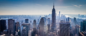 Aerial View of the New York City Skyline Featuring the Empire State Building HD wallpaper