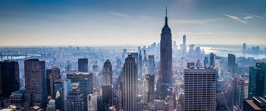 Aerial View of the New York City Skyline Featuring the Empire State Building HD wallpaper