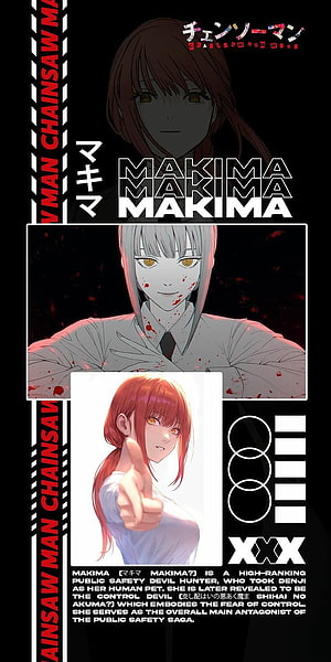 Makima Character Profile Poster from Chainsaw Man Anime Series, Makima, chainsawman, anime HD phone wallpaper