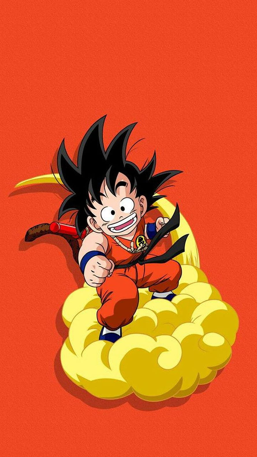 Kid Goku Riding Flying Nimbus Cloud in Dragon Ball Anime Illustration HD phone wallpaper