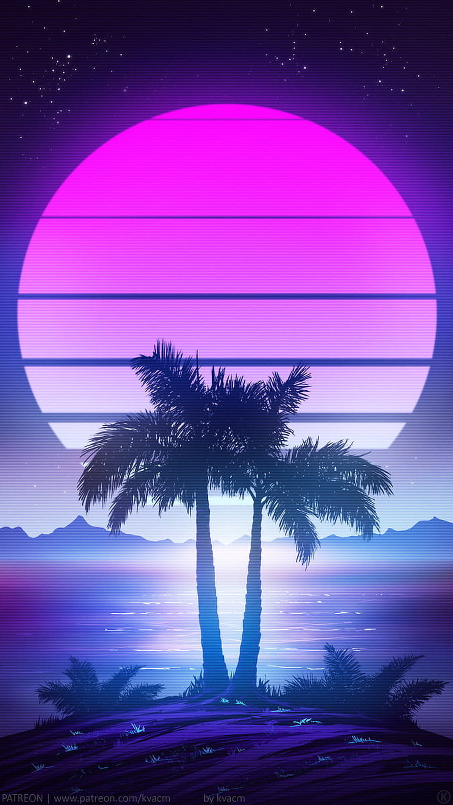 Neon Sunset Palm Trees Retro Wave Aesthetic Wallpaper HD phone wallpaper