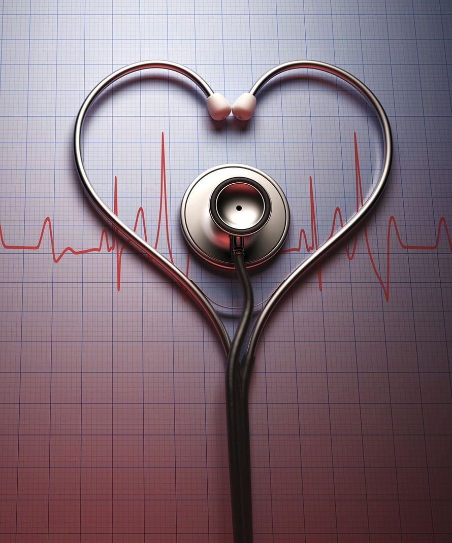 Stethoscope Formed Into Heart Shape On ECG Background HD phone wallpaper