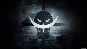 Whitebeard Pirate Flag Emblem on Dark Cracked Stone Background HD wallpaper