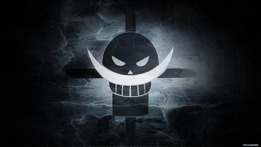 Whitebeard Pirate Flag Emblem on Dark Cracked Stone Background HD wallpaper