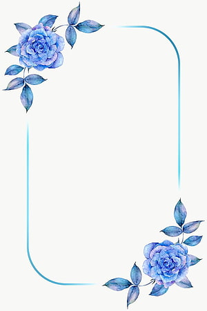 Elegant Blue Watercolor Rose Floral Border Frame Design HD phone wallpaper