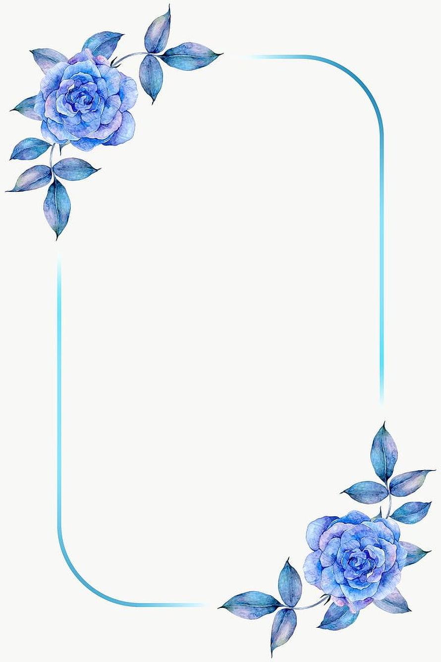 Elegant Blue Watercolor Rose Floral Border Frame Design HD phone wallpaper