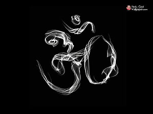 Ethereal Om Symbol Rendered in White Smoke Against a Black Background HD wallpaper