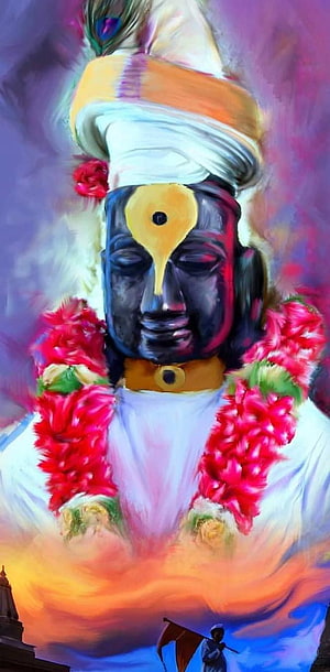 Colorful Artistic Portrait of Lord Shiva with Turban and Flower Garland HD phone wallpaper