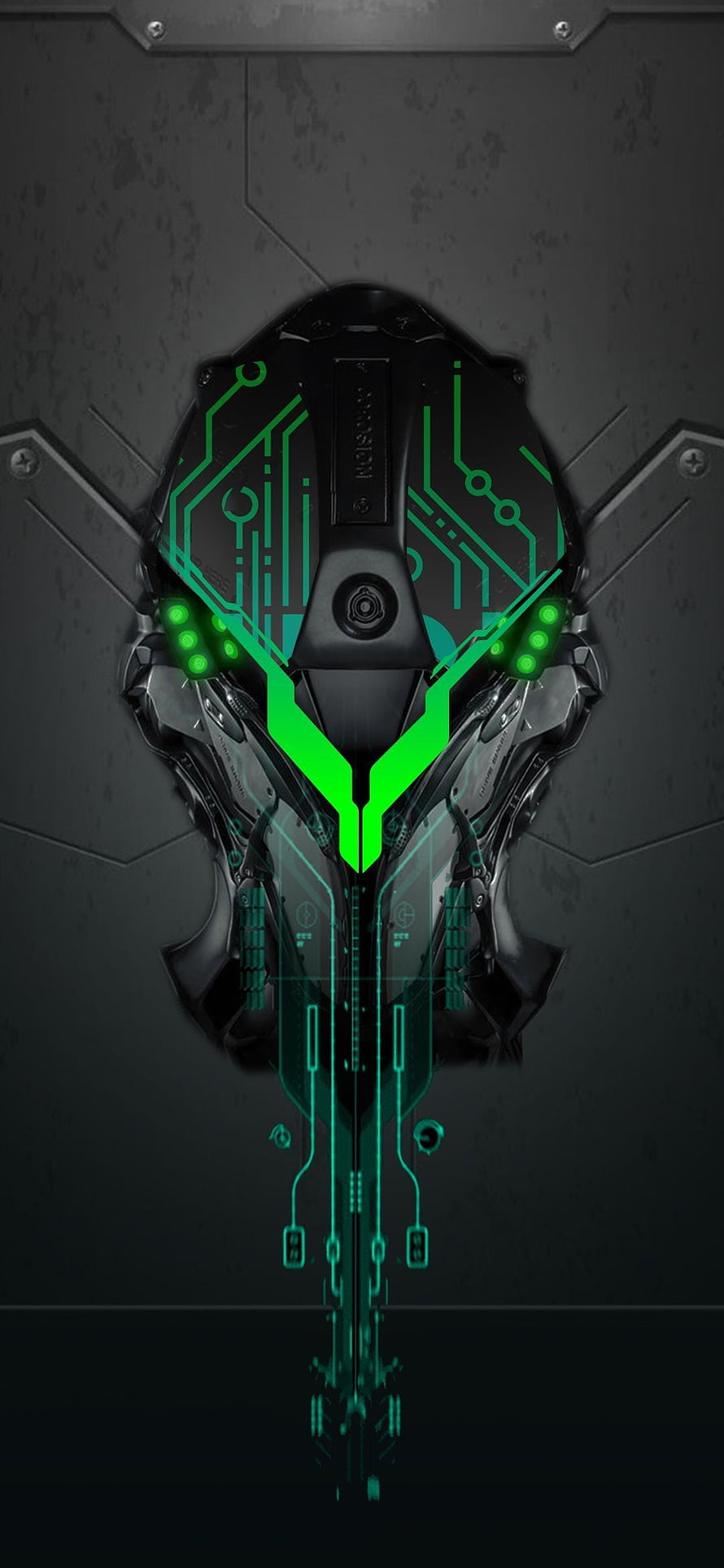 Black Shark Gaming Phone with Neon Green Circuit Board Design on Dark Metal Background HD phone wallpaper