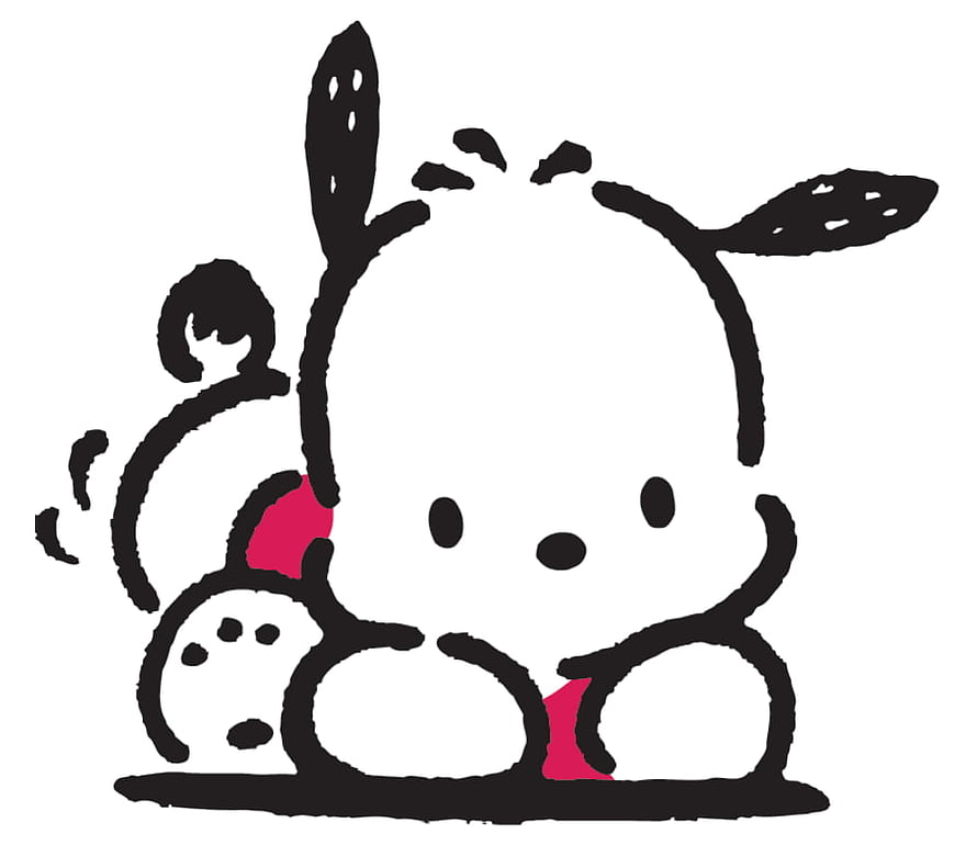 Pochacco and Nyago Sanrio Characters in Minimalist Black and White Illustration HD wallpaper