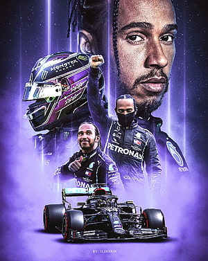 Lewis Hamilton Mercedes F1 Racing Driver Purple Digital Art Portrait HD phone wallpaper