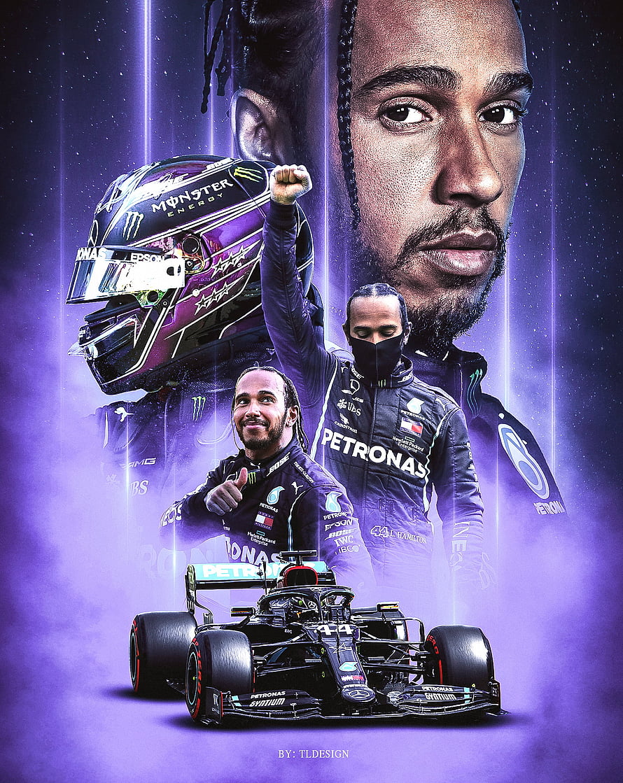 Lewis Hamilton Mercedes F1 Racing Driver Purple Digital Art Portrait HD phone wallpaper