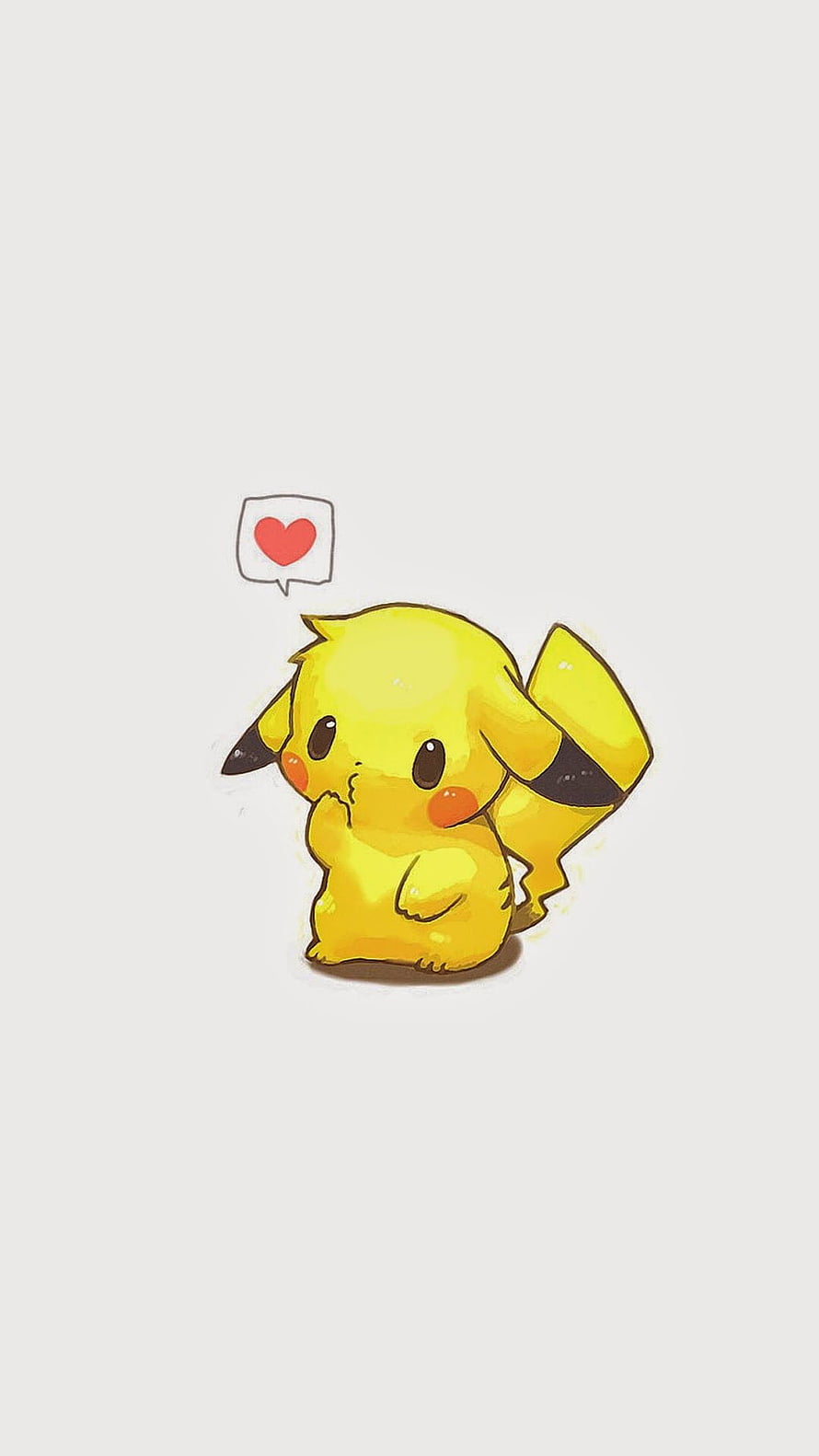 Cute Pikachu Sitting with Heart Speech Bubble on Minimalist Background HD phone wallpaper