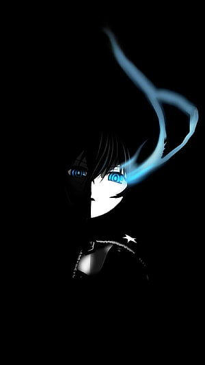 Anime Character With Glowing Blue Eyes And Mystical Aura In Dark Shadows HD phone wallpaper
