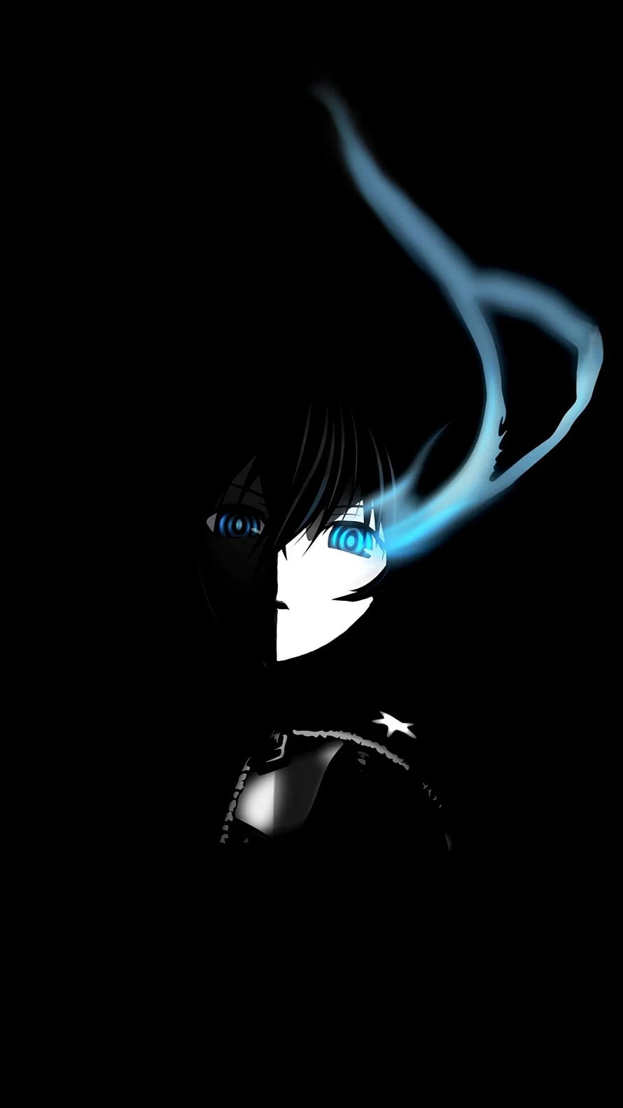 Anime Character With Glowing Blue Eyes And Mystical Aura In Dark Shadows HD phone wallpaper