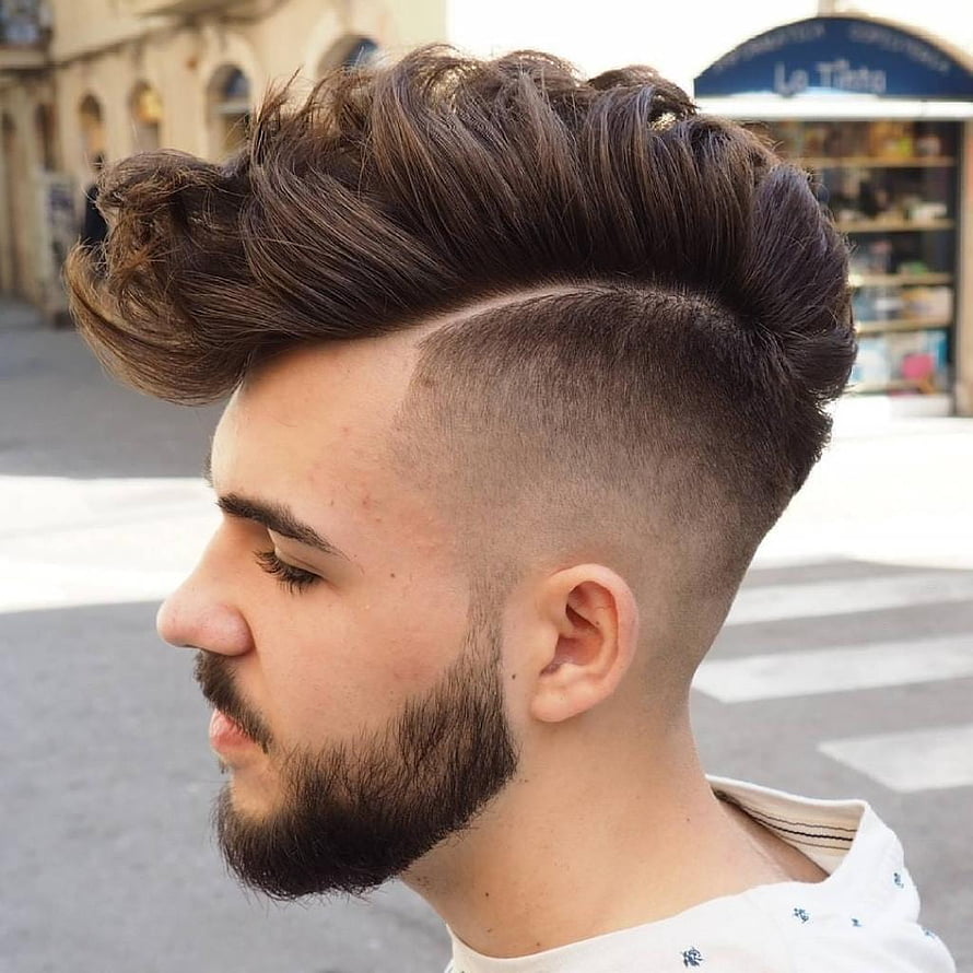 Men's High Pompadour with Skin Fade and Full Beard HD phone wallpaper