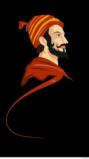 Portrait of Chhatrapati Shivaji Maharaj Wearing Traditional Turban and Red Shawl HD phone wallpaper
