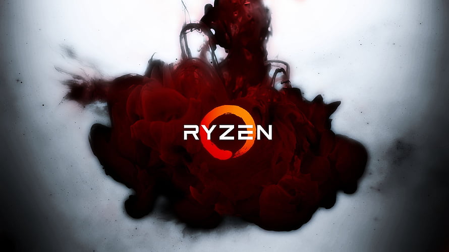 AMD Ryzen Logo with Red Ink Explosion in Water HD wallpaper