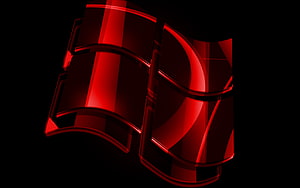 Glossy Red Windows 7 Logo on Black Background HD wallpaper