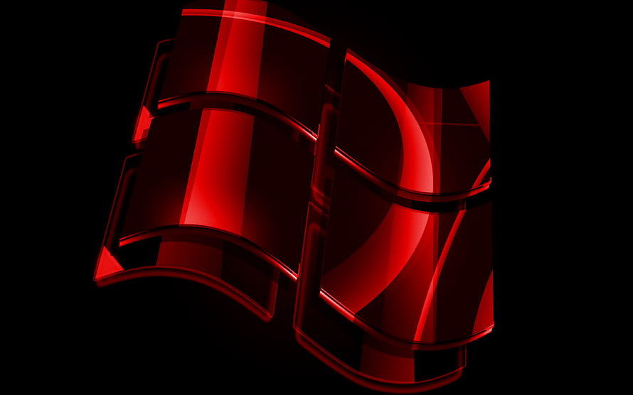 Glossy Red Windows 7 Logo on Black Background HD wallpaper