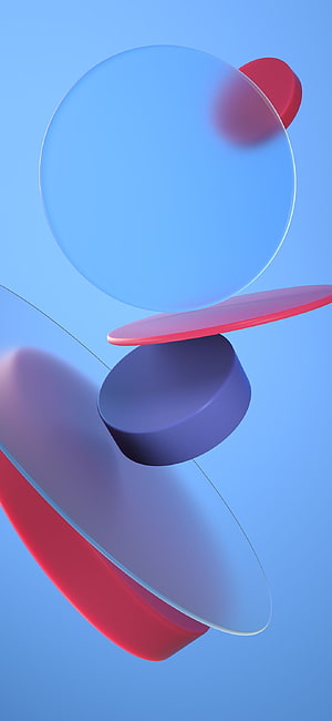Abstract 3D Geometric Shapes with Glass and Red Accents on Blue Background HD phone wallpaper