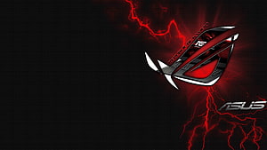 ASUS ROG Gaming Laptop with Red Lightning on Black Background HD wallpaper