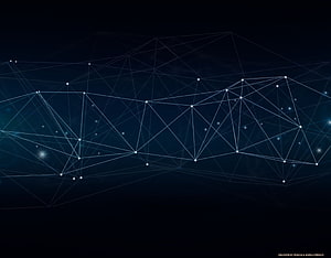 Abstract Blue Geometric Network Lines and Nodes on Dark Background HD wallpaper