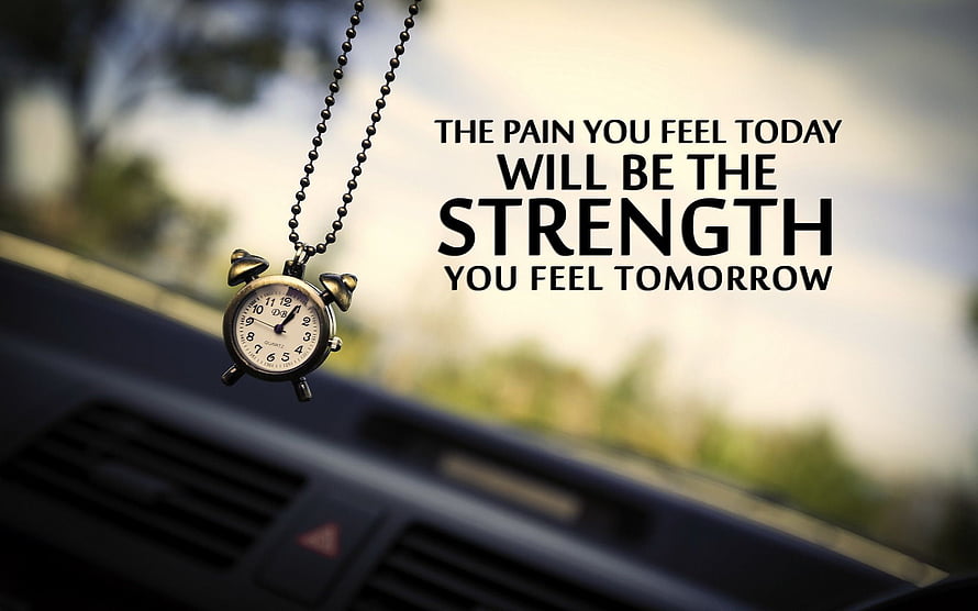 Vintage Alarm Clock Necklace Hanging in Car with Motivational Quote HD wallpaper