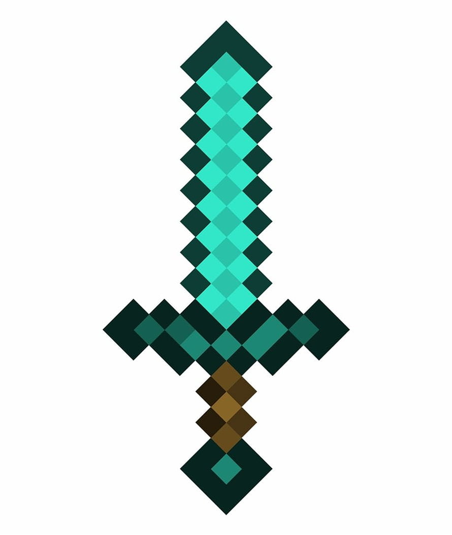 Minecraft Diamond Sword Pixel Art Icon on White Background HD phone wallpaper